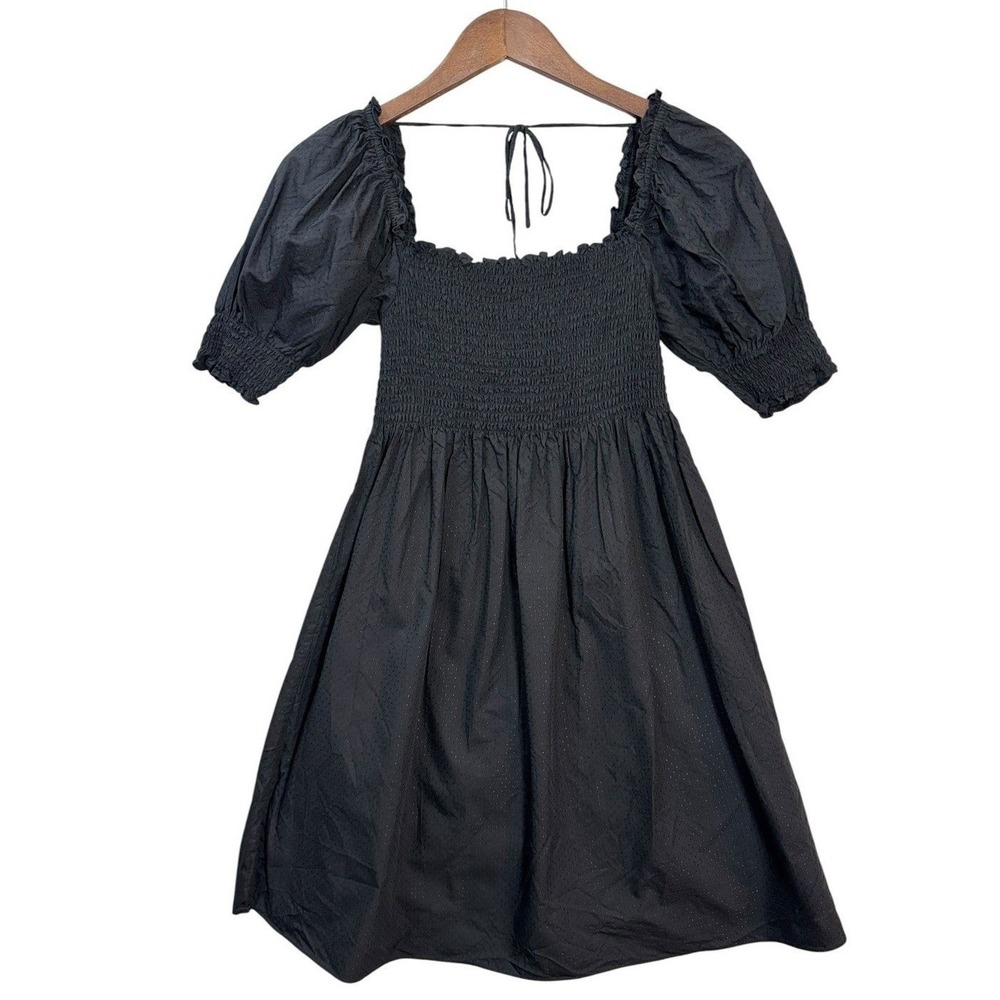 Hill House Home Womens Athena Nap Dress S Black Textured Dot Smocked Cottagecore - Picture 3 of 7